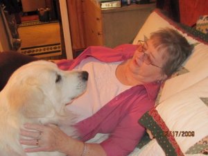 When my mother lived with me, before it became clear she needed 24/7 attention.  She and my Great Pyrenees, Bear were best friends.